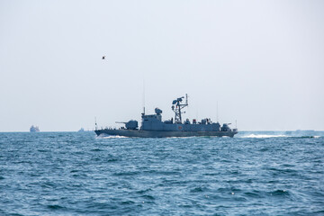 warships on a combat mission. Warship on the transition.