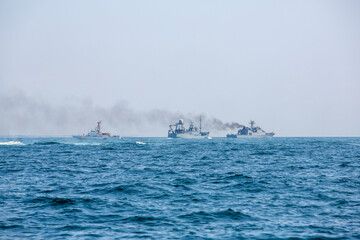 warships on a combat mission. Warship on the transition.