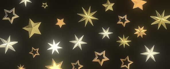 Starlit Christmas Plummet: Spectacular 3D Illustration Showcasing Descending Holiday Star Clusters