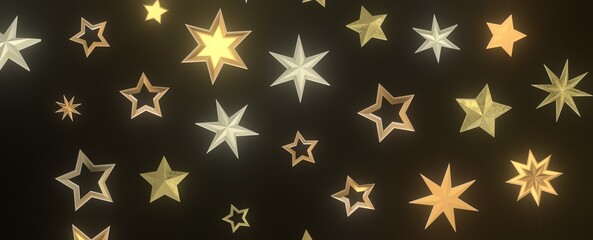 Falling Christmas Star Show: Mesmeric 3D Illustration Depicting Falling Holiday Stargazing Spectacle