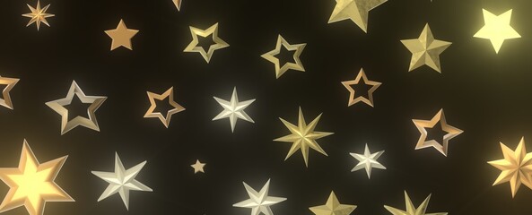 Starlit Christmas Plummet: Spectacular 3D Illustration Showcasing Descending Holiday Star Clusters