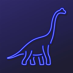 diplodocus neon sign, modern glowing banner design, colorful modern design trends on black background. Vector illustration.