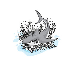 Vector of shark on white background