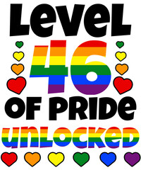 Level 46 of Pride Unlocked Rainbow LGBT 46th Birthday