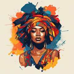African Woman Clip Art or T-Shirt Design