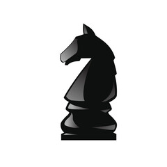 Vector of a black chess knight figurine