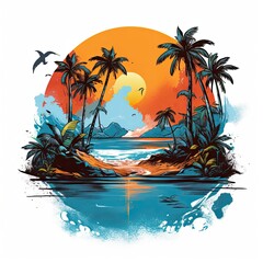 Paradise Clip Art or T-Shirt Design