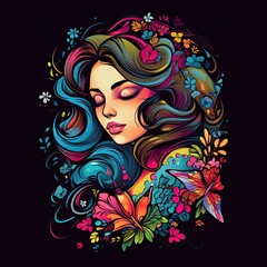 Sweet Girl Clip Art or T-Shirt Design