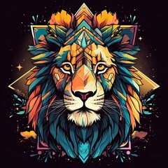 Stylish Lion Clip Art or T-Shirt Design
