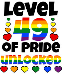Level 49 of Pride Unlocked Rainbow LGBT 49th Birthday
