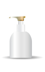 Bottles with spray, dispenser and dropper, cream jar, tube. Cosmetic package.