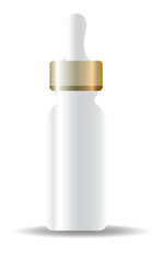 Bottles with spray, dispenser and dropper, cream jar, tube. Cosmetic package.