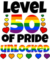 Level 50 of Pride Unlocked Rainbow LGBT 50th Birthday