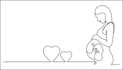 pregnant women line art illustration one line style vector eps 10