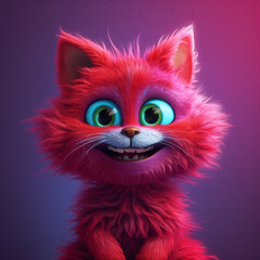 Red cat on purple background
