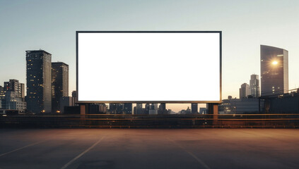 blank white billboard, Empty info banner, street banner, Empty white poster, Mock up in the metropolis. Generated by AI - obrazy, fototapety, plakaty