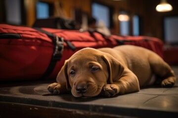 puppy resting after a successful training session
