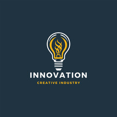 creative innovation bulb lamp logo icon and business card design . lamp Logo Design Colorful . Idea creative light bulb logo . Bulb digital logo technology Idea