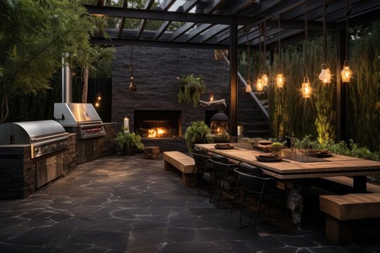 outdoor bbq pit with a smoky, inviting ambiance
