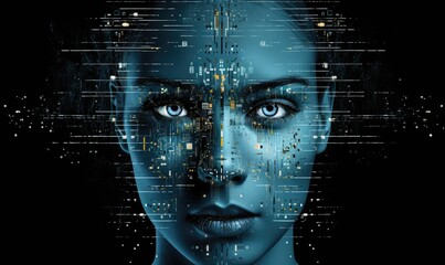 Witness the future of technology through the eyes of an artificial intelligence in a female face.