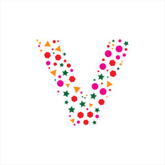 abstract floral font letter , v letter logo ,  abstract v letter , abstract pattren