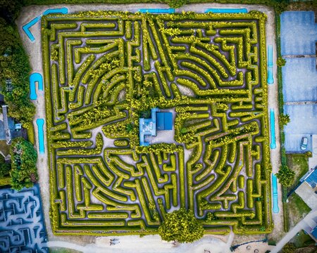 Aerial view of the vibrant Kildare maze in Kildare, Ireland