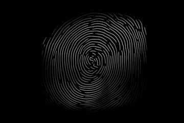 White fingerprint lines isolated on black. High quality photo