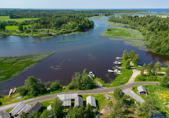 Aerial view of Pyhäjoki river in Finland