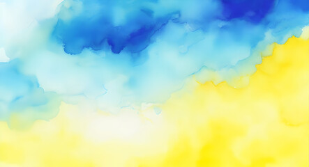 Yellow Blue abstract watercolor. Colorful art background with space for design