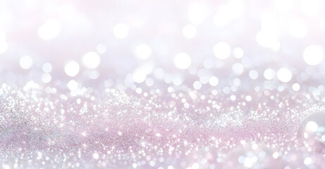 Beautiful festive background with sparkles and bokeh in pastel pearl and silver colors