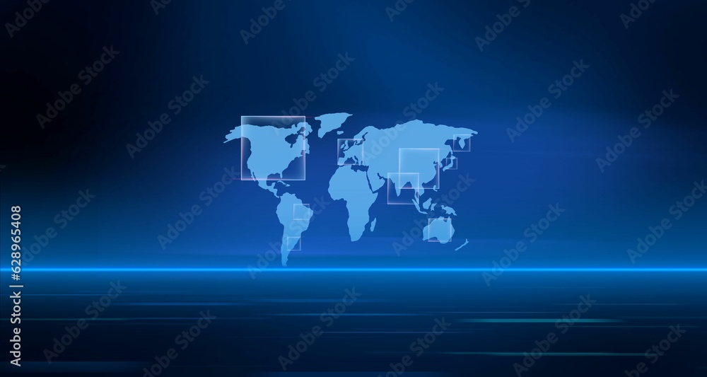 Sticker graphical world map with big squares concept series