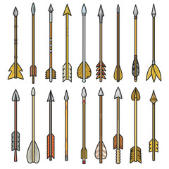 Arrow vector color set icon. Isolated color set icon weapon.Vector illustration arrow on white background.