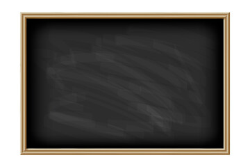 Black school chalk board. Realistic blackboard in a frame. Png clipart isolated on transparent background © paketesama