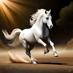 Obraz na płótnie Canvas running horse generative by AI technology