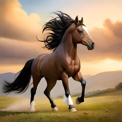 Obraz na płótnie Canvas running horse generative by AI technology