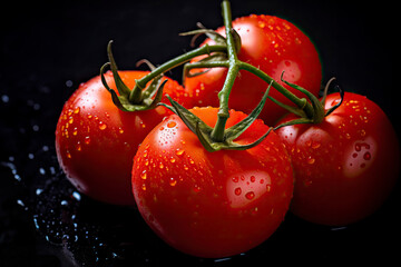 Tomato on dark background close up