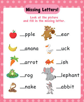 MISSING LETTERS ENGLISH LANGUAGE LEARNING 