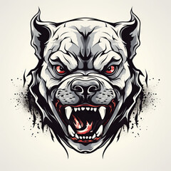 Pitbull portrait. Graphic with a strong dog. Tattoo-ready design.