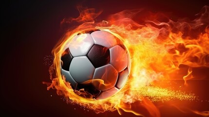 Obraz premium a ball burning from a strong blow from a player