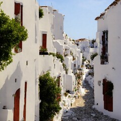 narrow street in village city