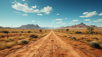 Fototapeta na wymiar the road through the desert.generative ai
