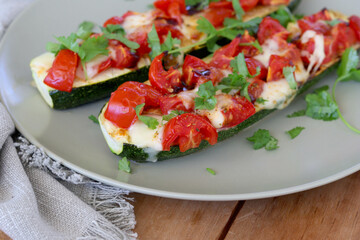 zucchini with halloumi cheese and tomato