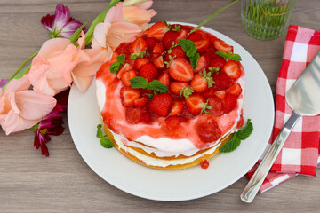 Strawberry layered cake
