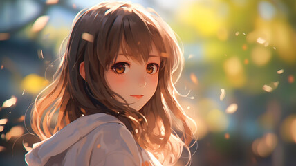 Cute anime girl. Generative AI