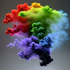 Fx Bold 3D Colorful Smoke Clouds On Dark Grey Background