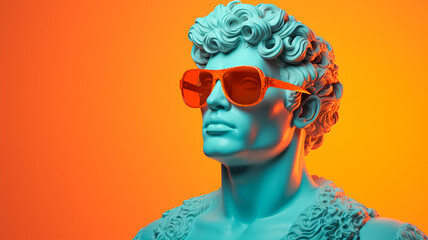 Estores personalizados com desenhos artísticos com sua foto Bust of a young handsome man in sunglasses. modern Art. Generative AI illustrator