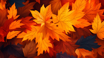Naklejka na ściany i meble autumn leaves as background. Generative AI illustrator