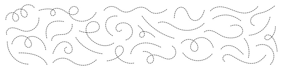 Hand drawn curve dotted line vector set. - obrazy, fototapety, plakaty