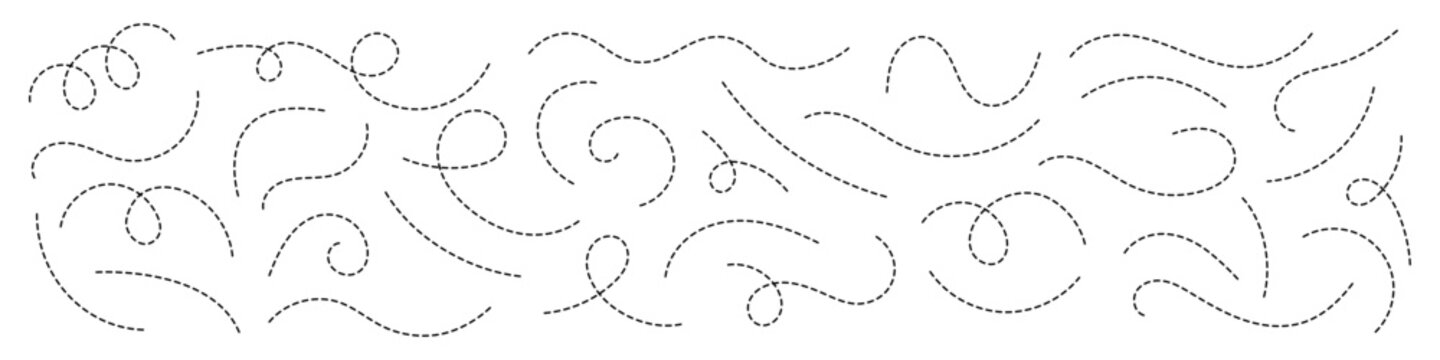 Hand drawn curve dotted line vector set.