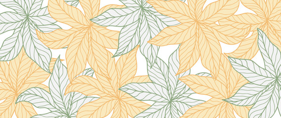 Botanical background with orange leaves and green leaves. Botanical background for decor, wallpapers, covers, cards and presentations